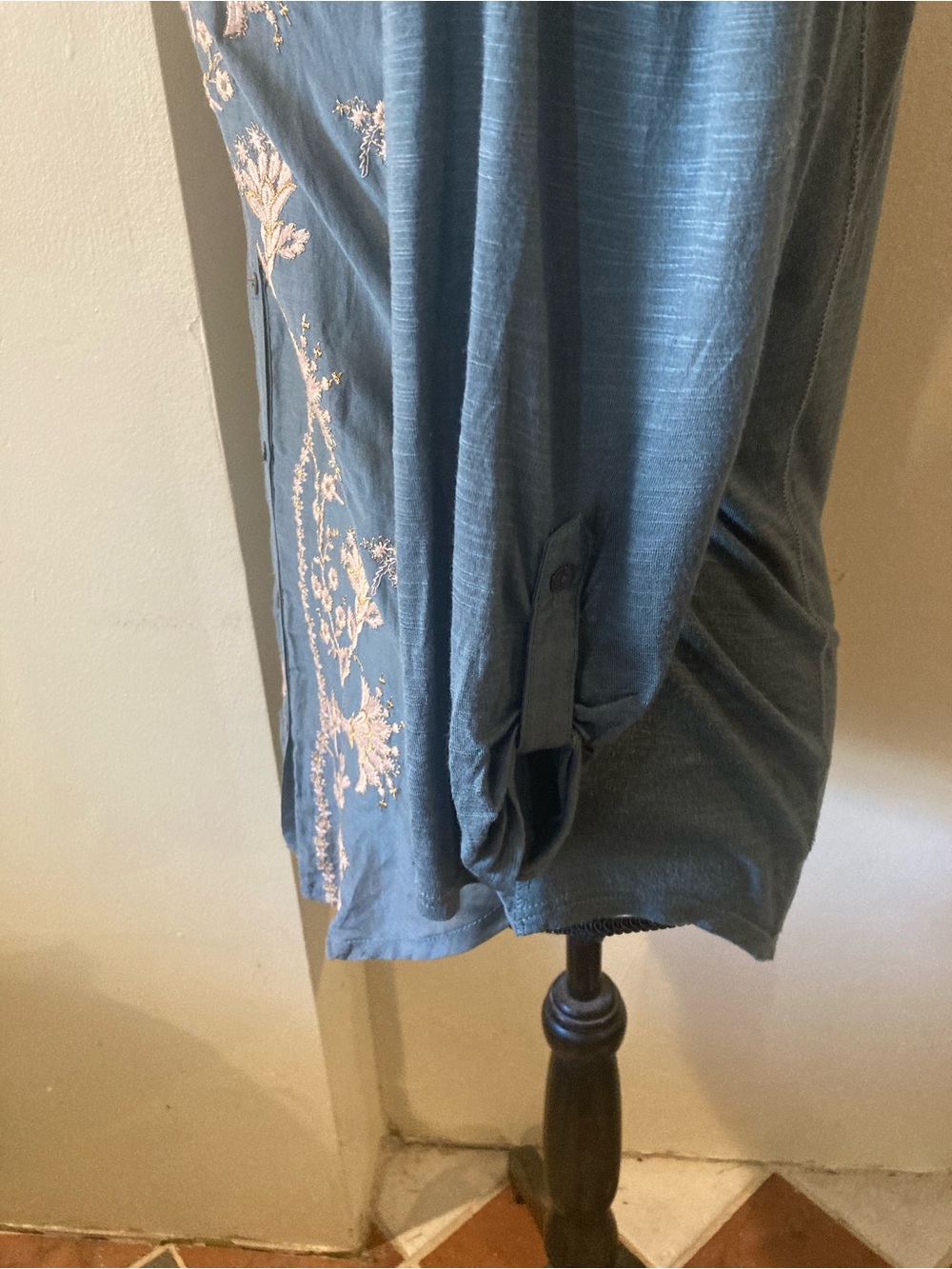 Embroidered Slate Blue Boho Tunic - Picture 4 of 7
